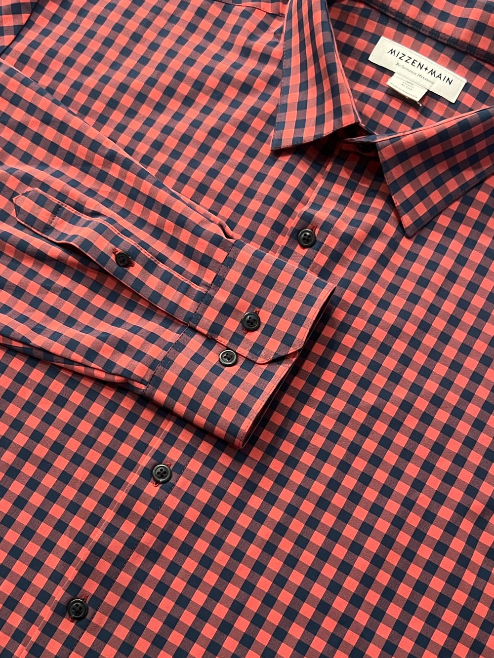 Mizzen+Main Navy and Red Check Dress Shirt